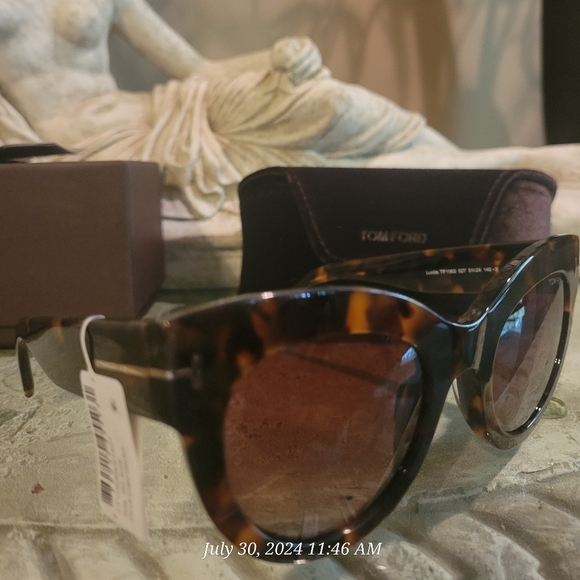 Tom Ford Lucille Cat Eye Sunglasses Dark Havanah Bordeaux Luxury Designer #106 - Picture 15 of 17